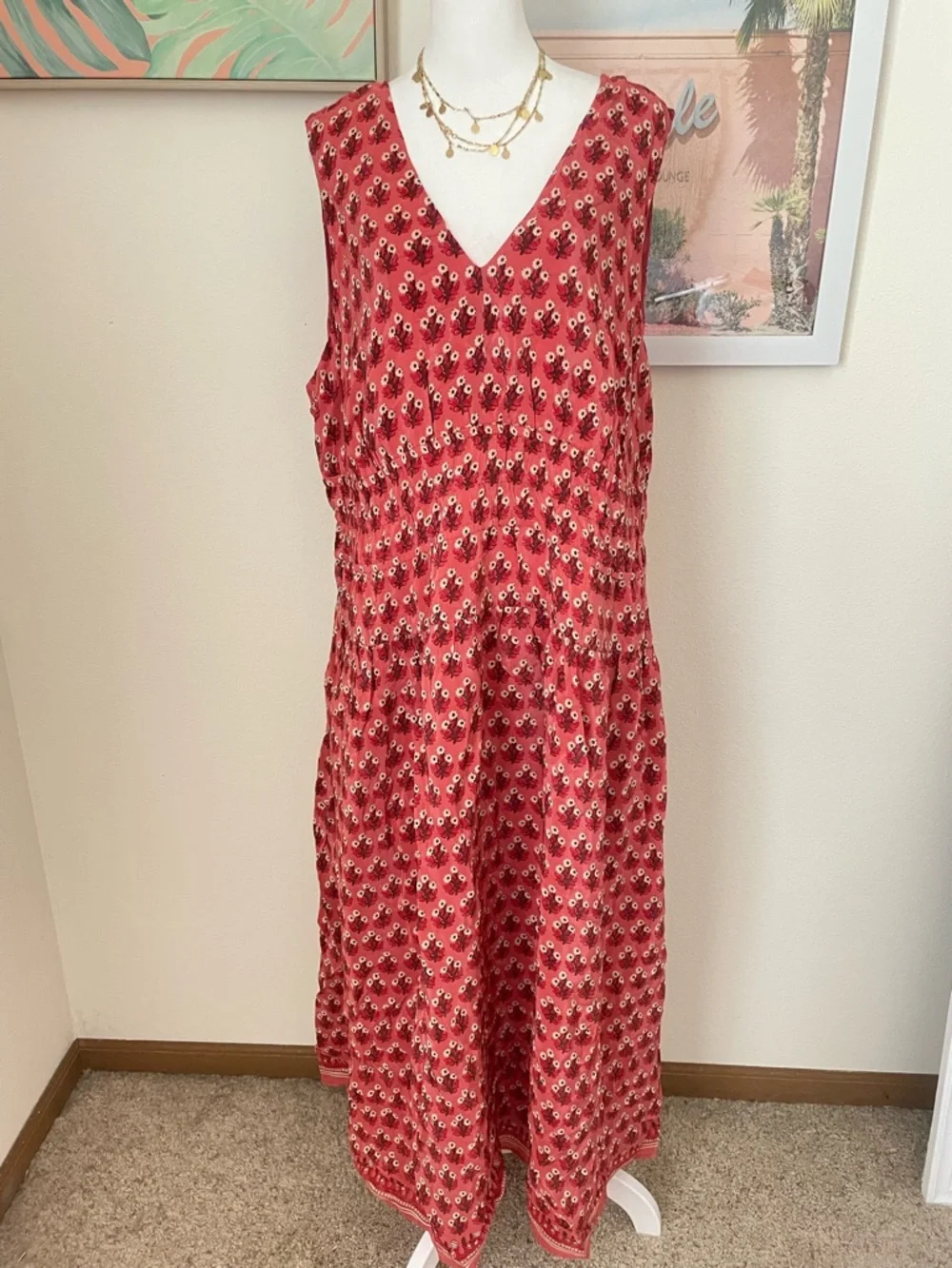 J. Crew Red Printed Maxi Dress